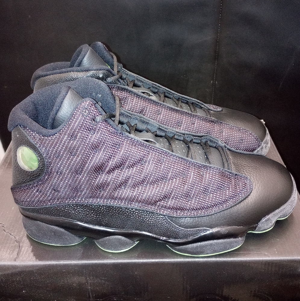 Jordan 13 black and green altitude